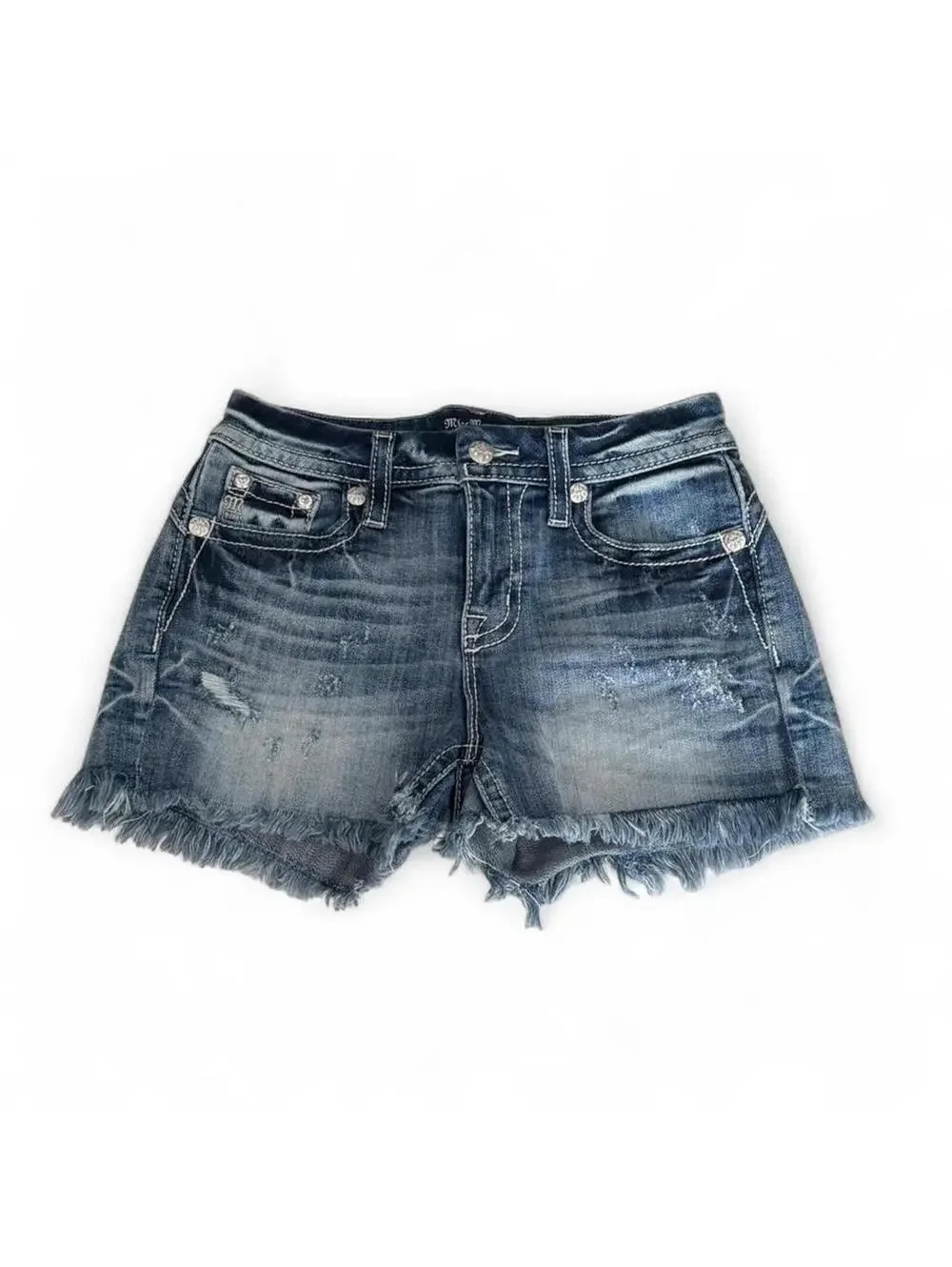 Miss Me Distressed Denim Shorts - Picture 1 of 7